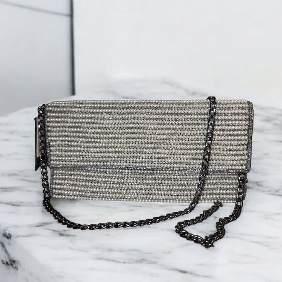 Forever 21 Silver Clutch with Chain Strap - Picture 1 of 5